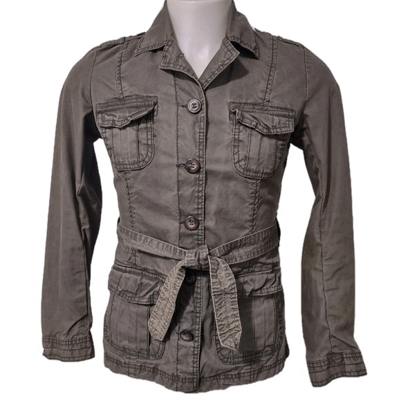 Label Of Graded Goods Jackets & Blazers - H&M L.O.G.G.  Jacket Women's Size 8 Military Army Green Denim Button Up  Pockets